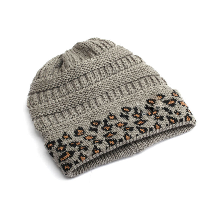Wholesale Winter warm leopard print knitted hat