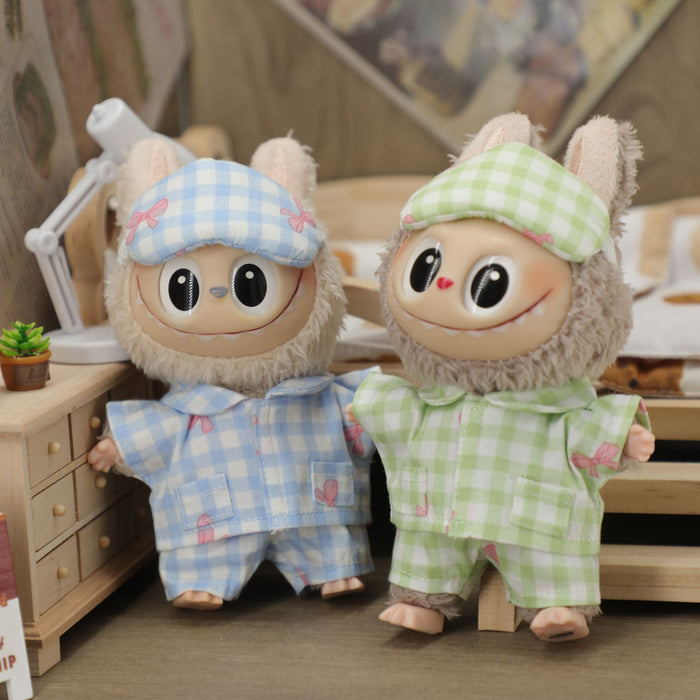 Wholesale Pajamas Set Pendant Doll Cute Plaid Eye Mask Baby Clothes  Replaceable Clothes