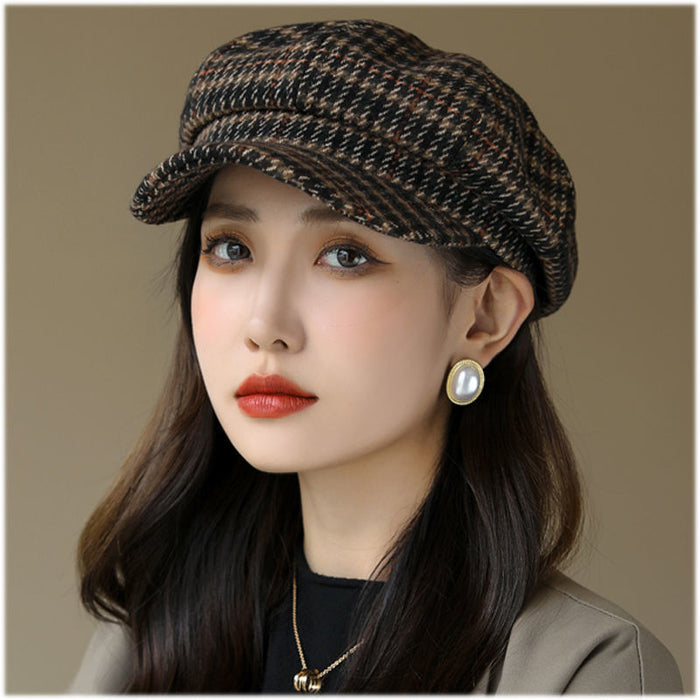 Wholesale Fashion hat women's all-match winter octagonal hat women's round face autumn and winter warm hat