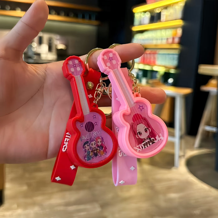 Wholesale Kpop cute glowing guitar keychain