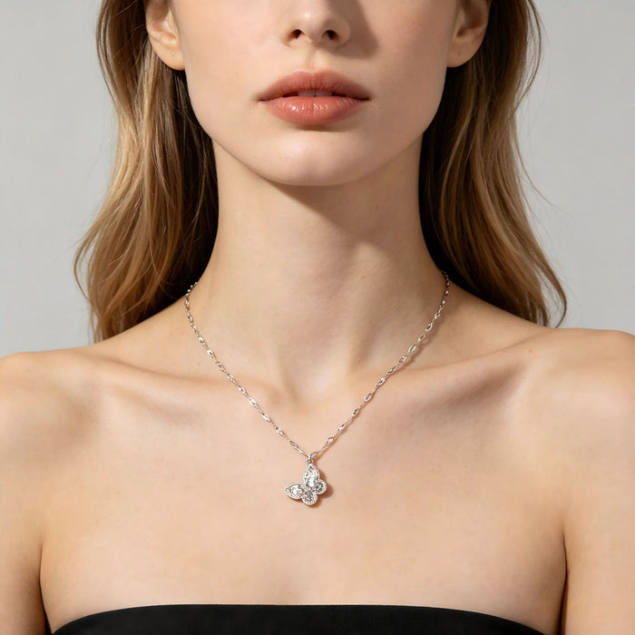 Wholesale Gold Tone Copper Butterfly Pendant Necklace Chic Layering Jewelry Accessory