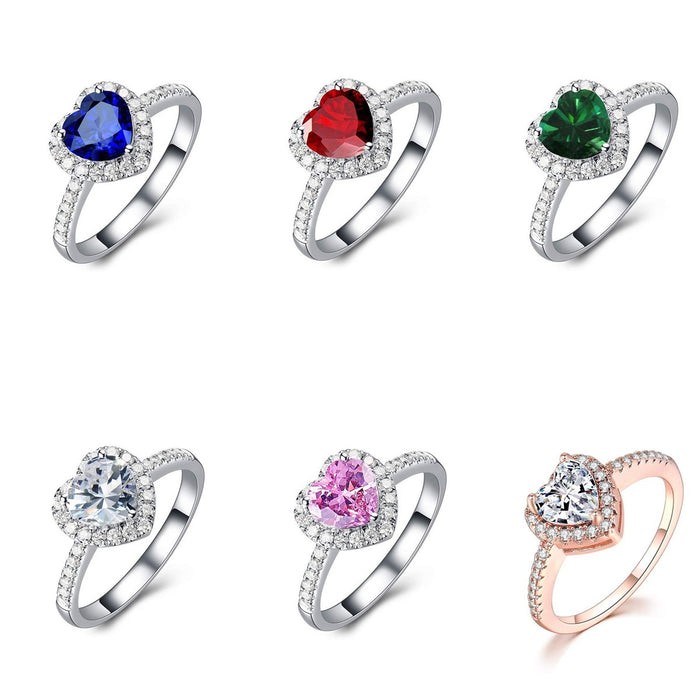 Wholesale Heart-shaped sparkling cubic zirconia open ring