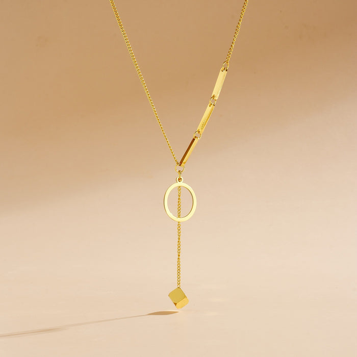 Wholesale Stainless Steel Necklace with Long  Block-Letter Tassel Pendant