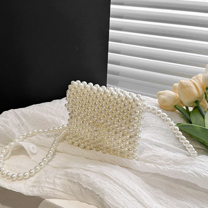 Wholesale Cute small bag, stylish pearl mini handbag, fashionable heart crossbody shoulder bag