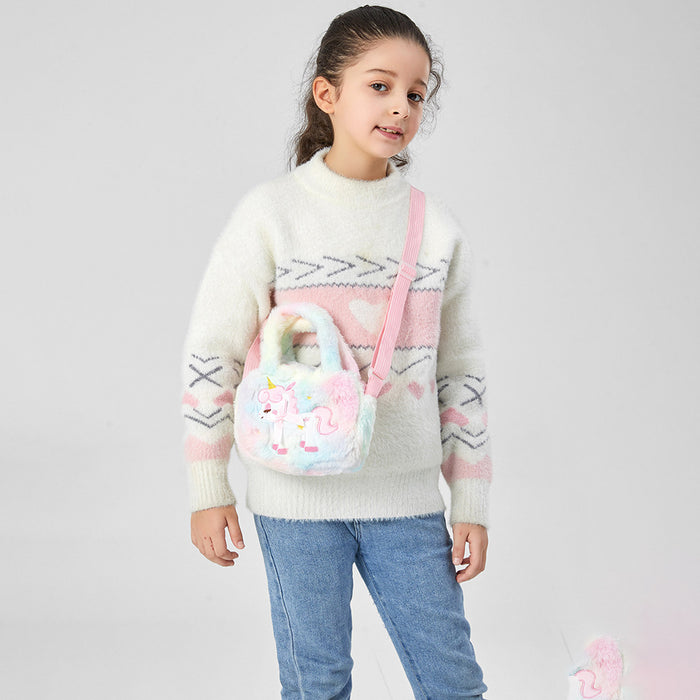 Wholesale Cartoon Unicorn Plush Square Shoulder Bag