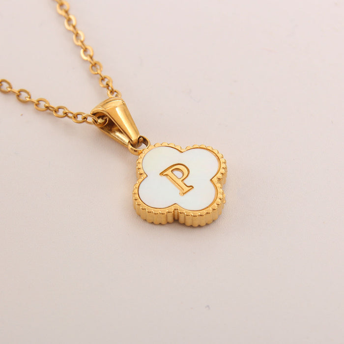 Wholesale gold-plated letter necklace women four-leaf letter pendant necklace jewelry