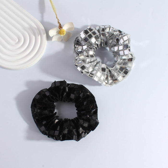 Wholesale square sequins large intestine hair ring ladies  high elastic hair rope hair