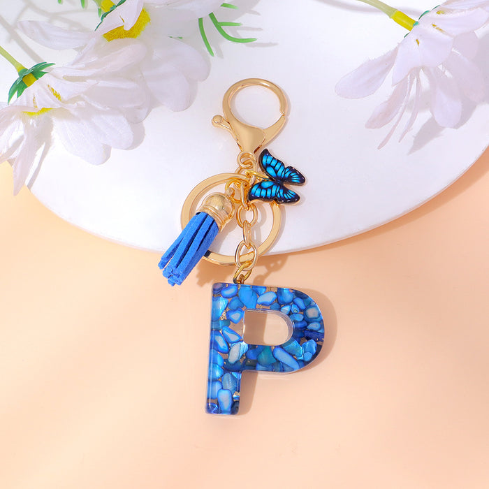 Wholesale Letter Keychain Tassel Butterfly Girl Bag Pendant