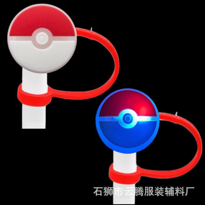 Wholesale 10pcs Silicone Straw Cap Cartoon Led Light Dustproof Straw Cap Recyclable