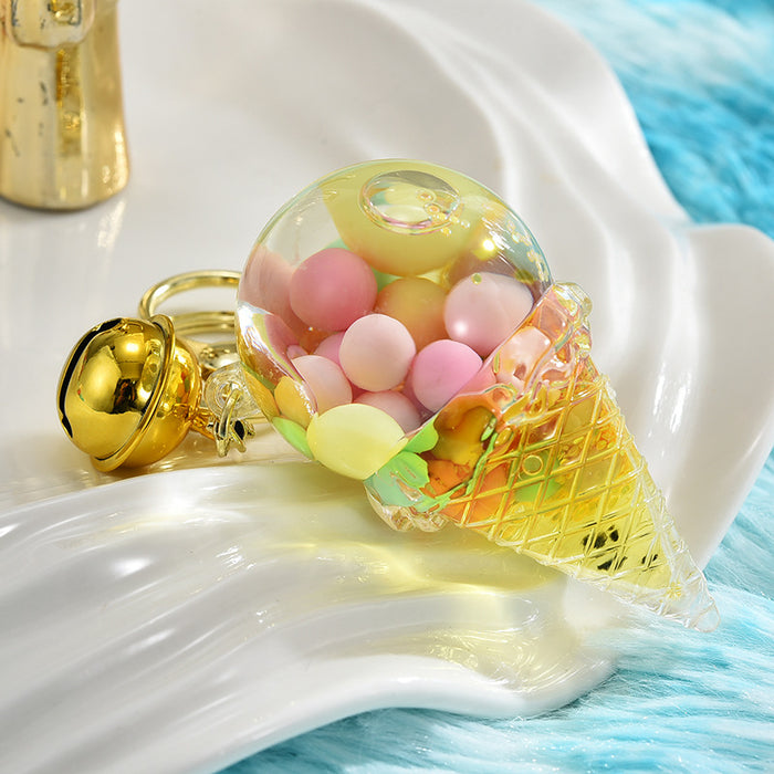 Wholesale Acrylic glow-in-the-dark oil-filled candy-bean ice cream keychain