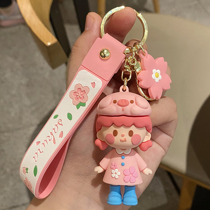 Wholesale Sakura Girl Silicone Keychain JDC-KC-RunX014