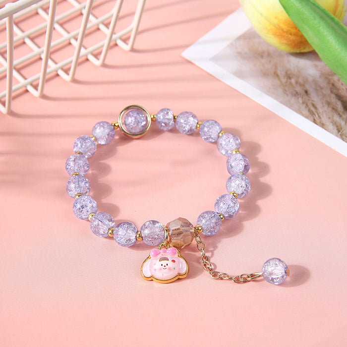 Wholesale Crystal bead bracelet cartoon pendant bracelet cute colored glass bracelet