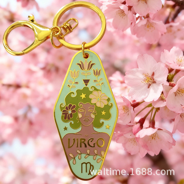 Wholesale 12 Zodiac Signs Alloy Keychain Stylish Car Key Accessory MOQ≥5