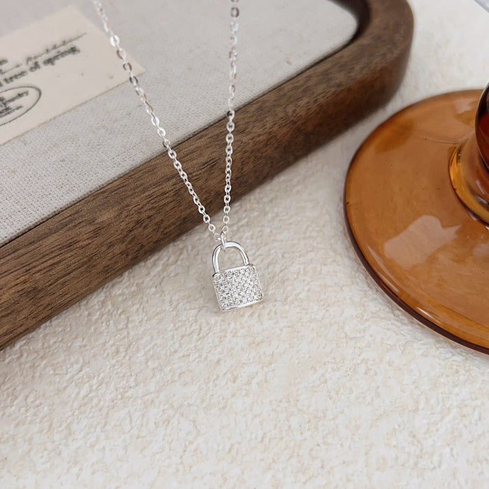 Wholesale Sparkling Diamond Lock Necklace