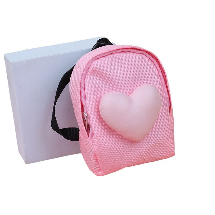 Wholesale Chic Love Heart Canvas Coin Purse Solid Pink Earphone Lipstick Bag Pendant