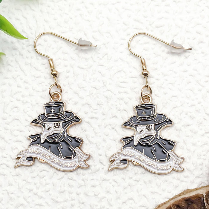 Wholesale Halloween Crow Wizard Magic Hat Alloy Earrings JDC-ES-Oulu001