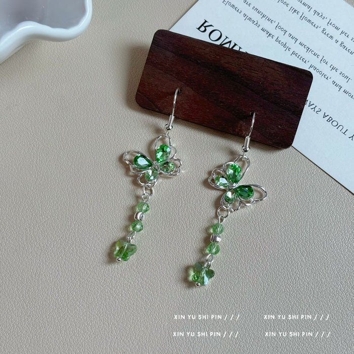 Wholesale Green butterfly earrings, new tassel earrings