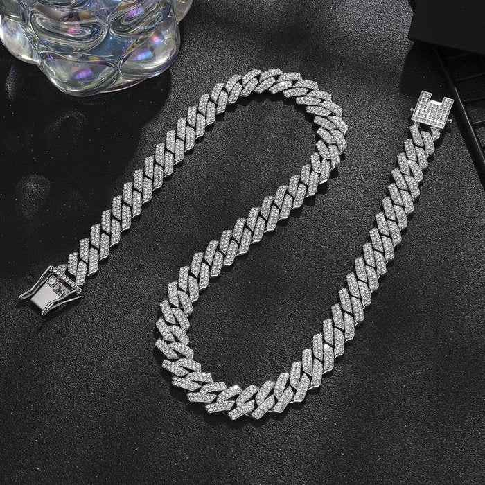 Wholesale Alloy Heavy Industry Full Diamond Cuban Chain Diamond Set Necklace