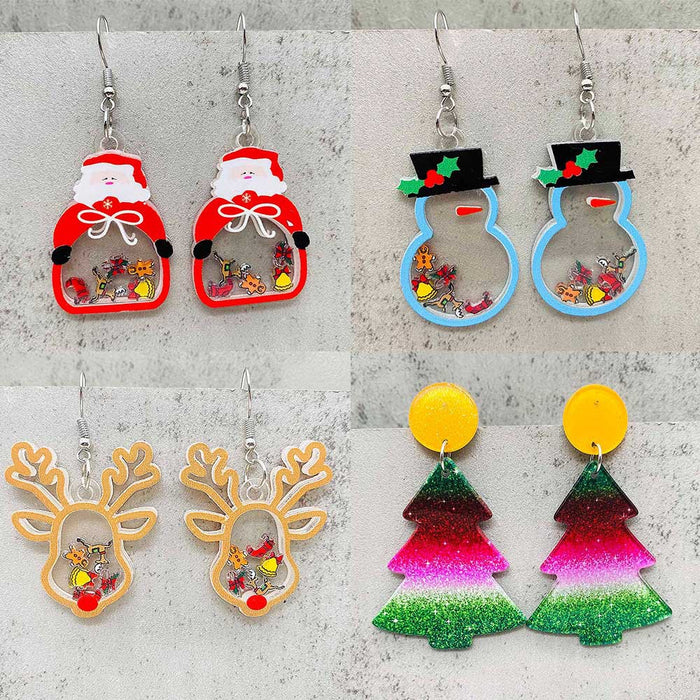 Wholesale Christmas Earrings Christmas Tree Snowman Elk Shaker Earrings Christmas Ornaments Gifts