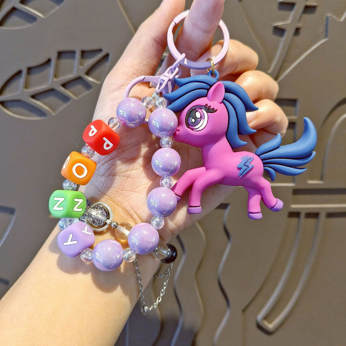 Wholesale Cartoon bead chain keychain cute bag pendant car keychain