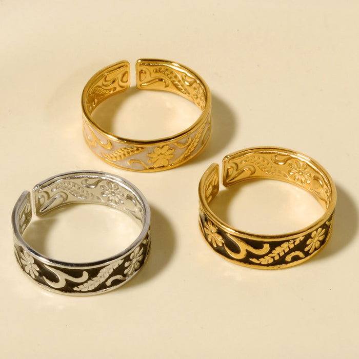 Wholesale Stainless steel retro artistic opening ring, women's niche design, ring accessories