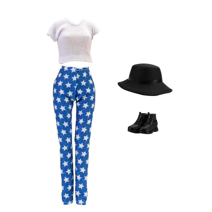 Wholesale 11 inch doll fashion travel variety of striped shirt jeans