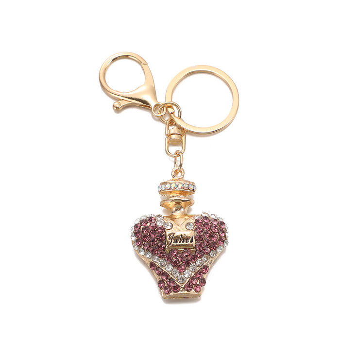 Wholesale Crystal Perfume Bottle Keychain Zinc Alloy Purple Car Key Accessory MOQ≥2