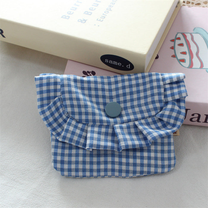 Wholesale Gingham Plaid Flap Pouch Card Holder Wallet For Women Portable Purse For Everyday Use Home Storage