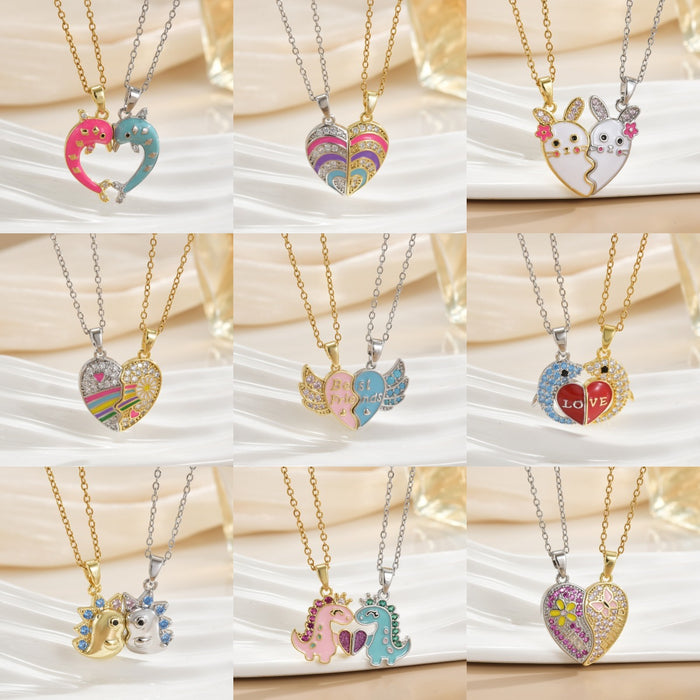 Wholesale Cartoon rainbow heart magnetic interlocking choker necklace