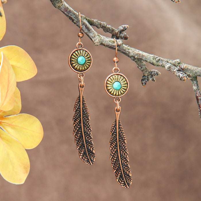 Wholesale Bohemian Geometric Irregular Leaf Metal Earrings Fashion Accessory MOQ≥2