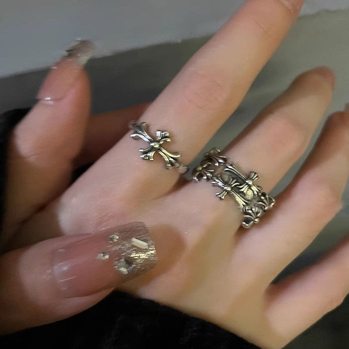 Wholesale Cross open ring women's retro pair of rings light luxury niche high-end sense