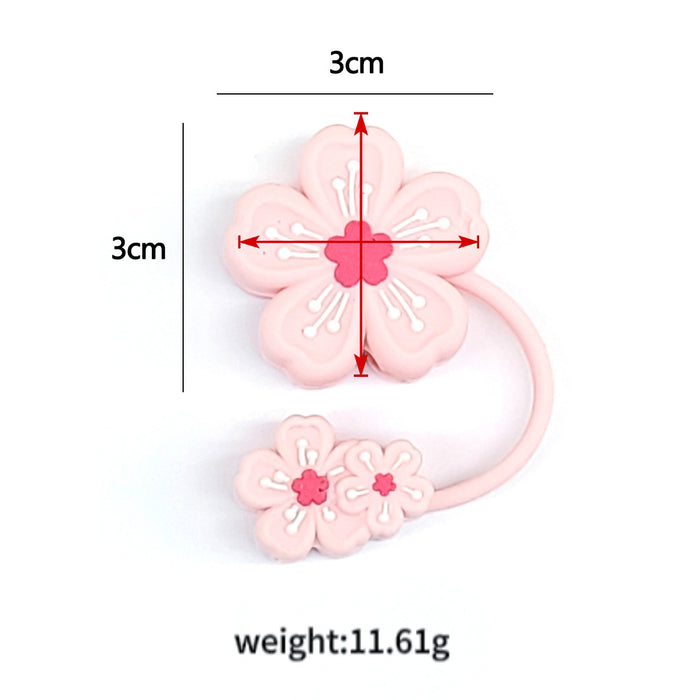 Wholesale 10pcs Flower straw cap food grade silicone straw cap suction tube cover dust cap