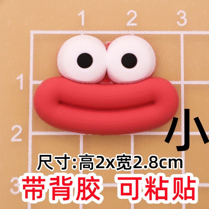 Wholesale 5pcs Big Small size cartoon sausage mouth eyes charger protective cover plush toy hairpin phone case accessories