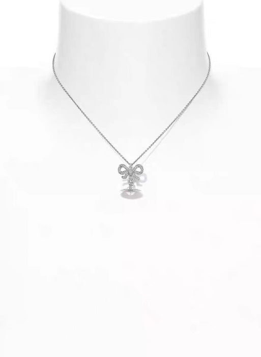 Wholesale  Saturn Necklace  sweater chain temperament Bow clavicle chain