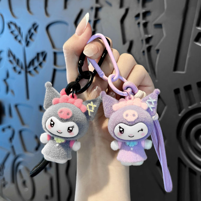 Wholesale Cartoon Plush Keychain Cute Devil Purple Bag Charm Car Key Accessory MOQ≥5