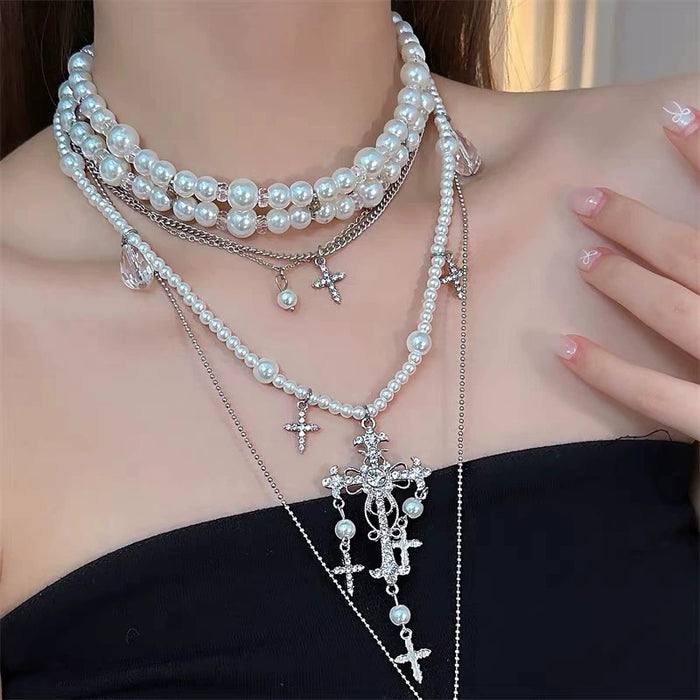 Wholesale multi-layered pearl necklace clavicle chain chocker accessories