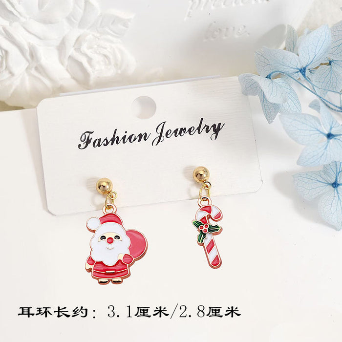 Wholesale S925 Silver Post Christmas Earrings Santa Deer Snowflake Studs for Women Party Gift Fashion Accessory