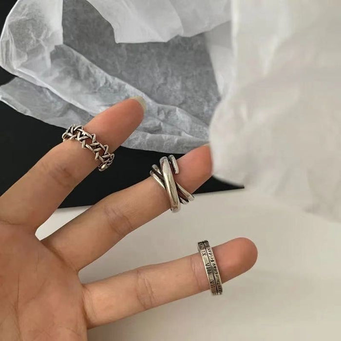 Wholesale Vintage, minimalist, versatile, vintage Roman numeral ring with an open index finger ring