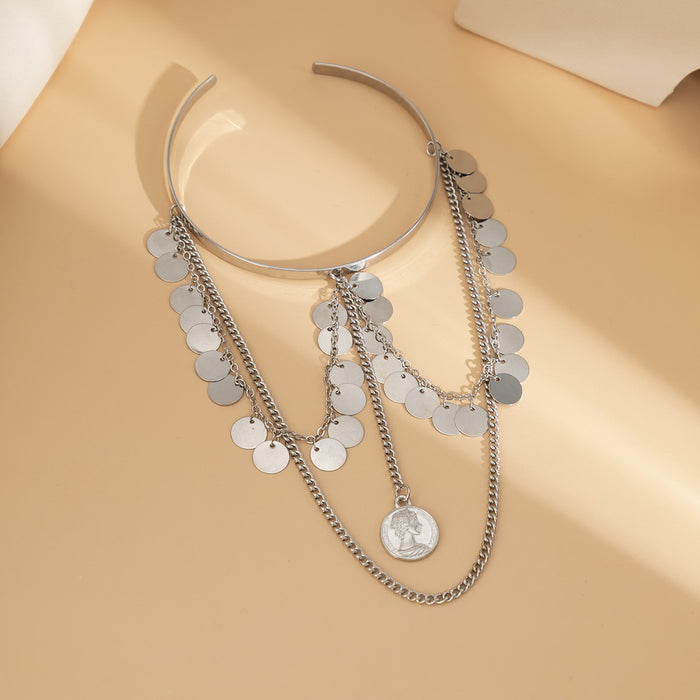 Wholesale Simple and versatile street photography sequin chain arm bracelet, personalized metal bracelet