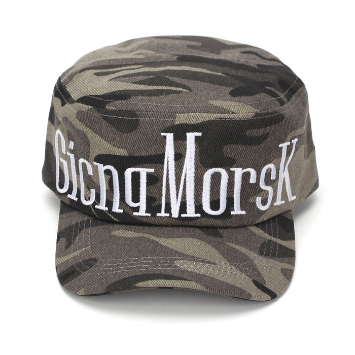 Wholesale Retro Houndstooth Flat Top Hat with Leopard and Letter H Embroidery Sun Protection