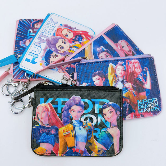 Wholesale K-POP Cartoon Leather Wallet with Keychain Pendant
