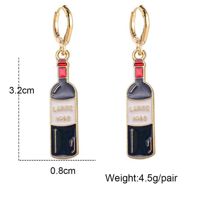 Wholesale Alloy Oil Drop Earrings Beer Red Wine Glass Coffee Gourmet Drink Pendant Earrings