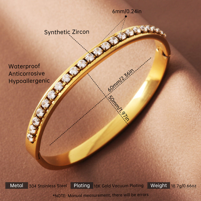 Wholesale Retro Stainless Steel Bangle with Plated Diamond Inlay