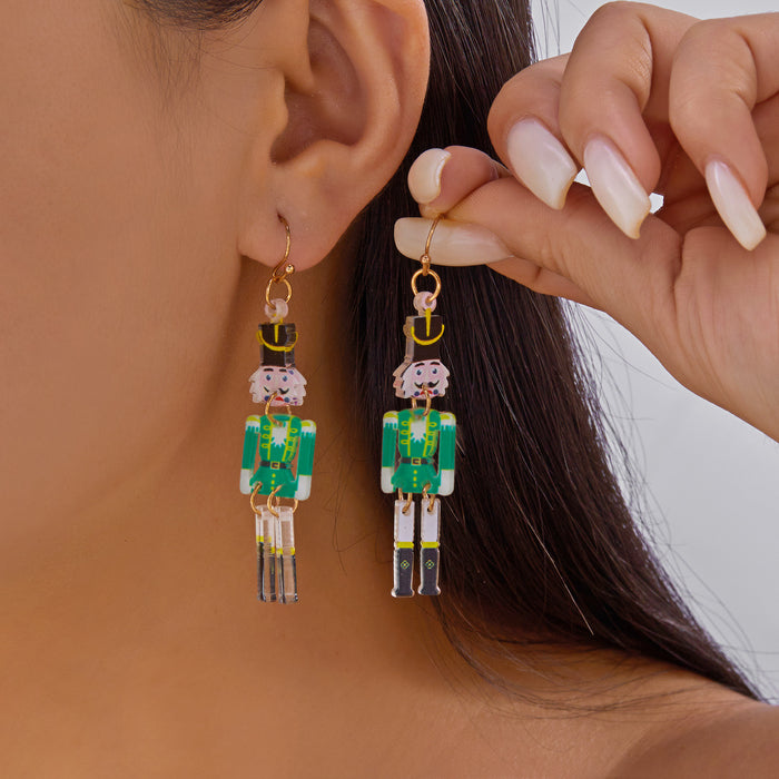 Wholesale Christmas series earrings Nutcracker  lights Christmas tree elk cane acrylic earrings