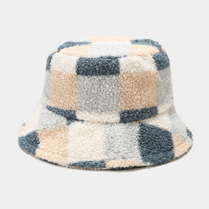 Wholesale Autumn and Winter Plaid Warm Bucket Hat JDC-FH-LvYi058