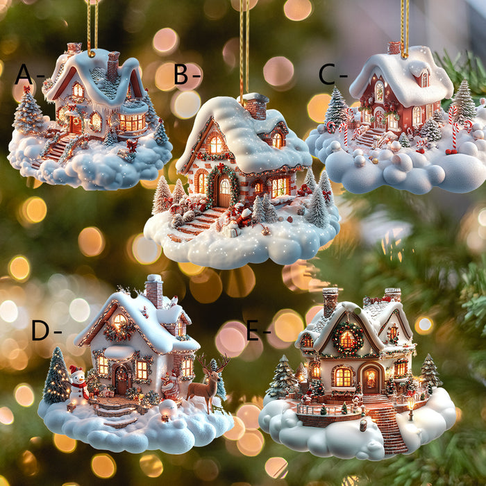 Wholesale Christmas Snow House Acrylic Keychain Pendant MOQ≥2