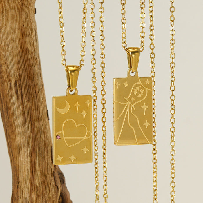 Wholesale Stainless steel square pendant necklace