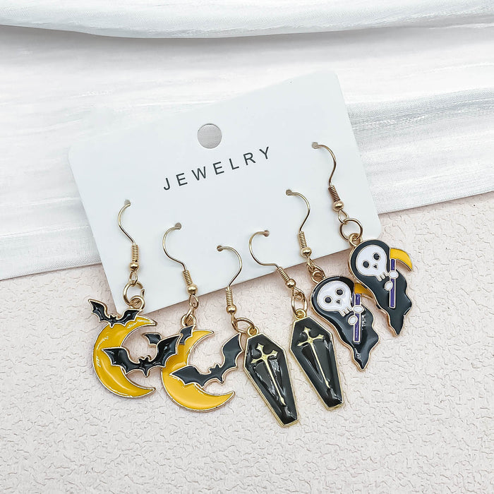 Wholesale Three Pairs of Oil Drop Halloween Pendant Earring Set JDC-ES-Oulu006