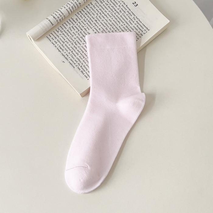 Wholesale Pure cotton boneless socks, children's mid tube socks, loose mouth solid color stacking socks