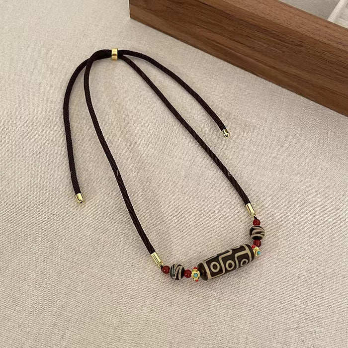 Wholesale Ethnic style Nine-eye bead necklace female niche design sense couple accessories  retro sweater chain